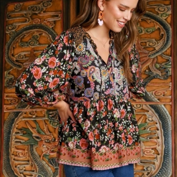 Paisley Floral  Ruffled Blouse - Picture 2 of 7
